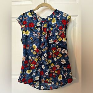 Daniel Rainn Floral Print Blouse - Navy, Red, Yellow
